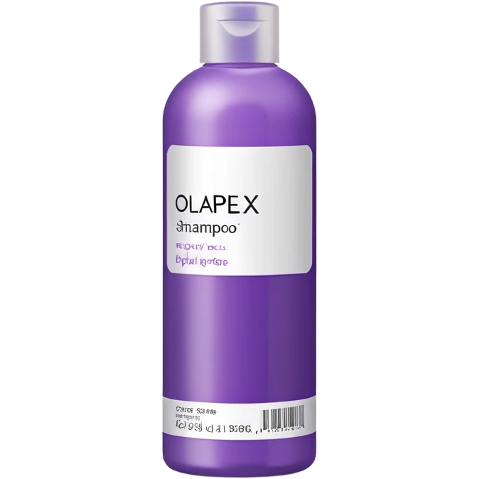 Olaplex shampoo bottle with purple label emoji