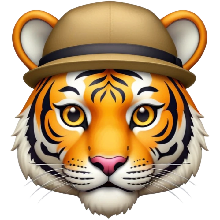 tiger face wearing stylish hat for Twitch emote emoji