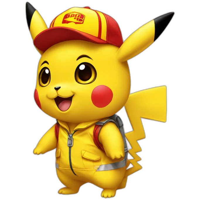 Pikachu in a DHL outfit emoji