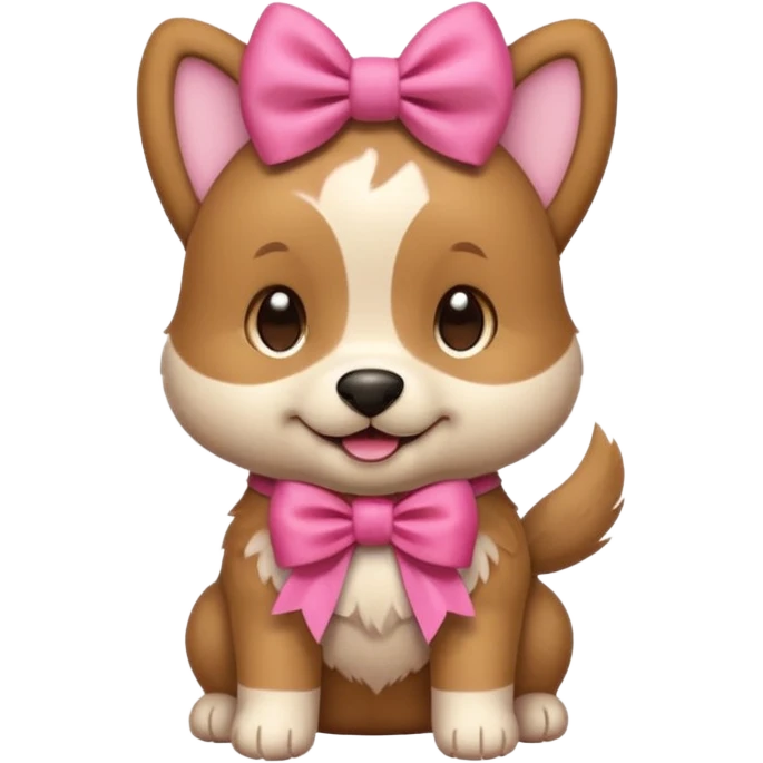 This puppy 🐶 with a pink bow, please in apple ios emoji style emoji