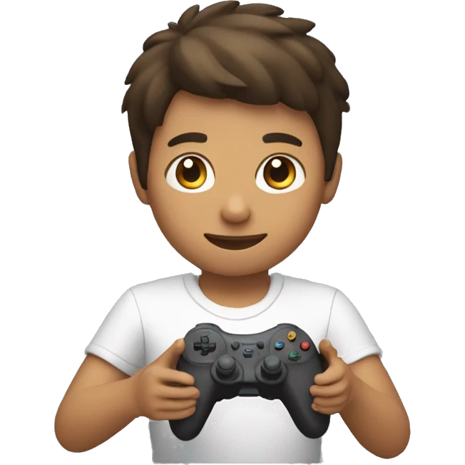a boy playing a video games and handed a gamepad emoji