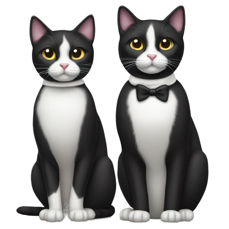 Two tuxedo cats one male and one female emoji
