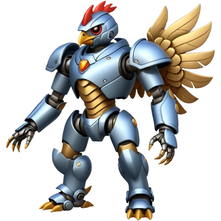 Mecha battle chicken humanoid creature but more human than chicken emoji