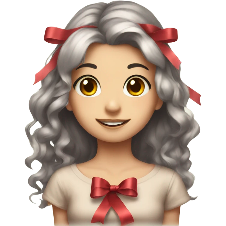 pretty dear with a ribbon on her esr emoji