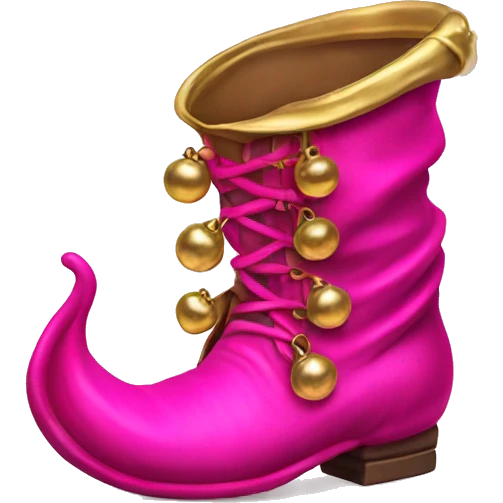 Realistic isolated hot pink elf boots with bells. emoji