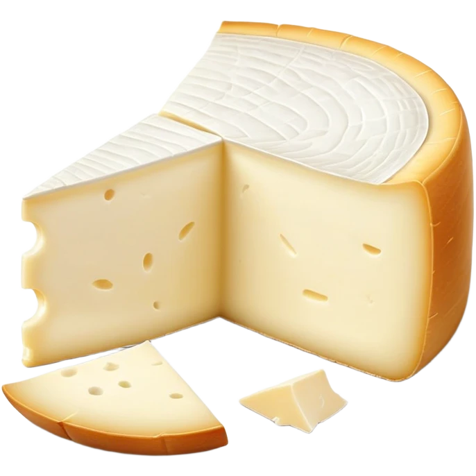 cinematic-realistic-brie-cheese-emoji,-featuring-soft-ripened-cheese-with-a-delicate white rind-rendered-with-lifelike-detail-and-inviting,-natural-lighting emoji