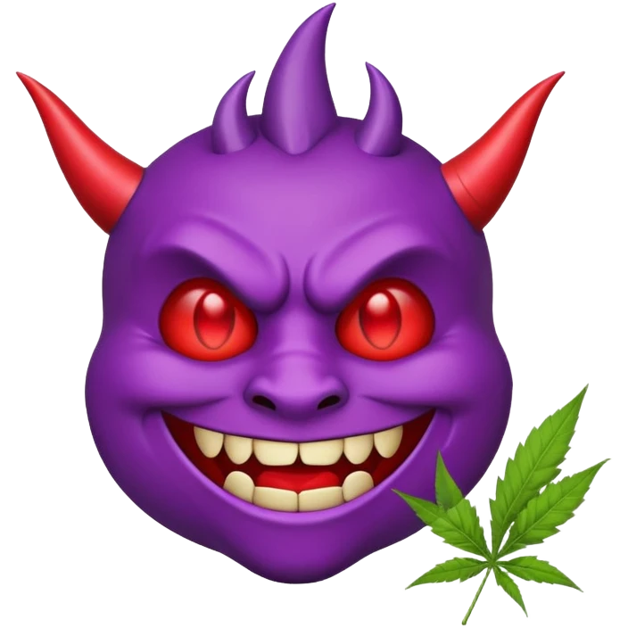 Purple devil emoji with weed in his mouth  emoji