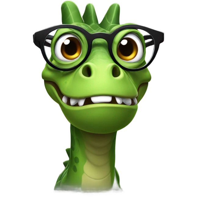 Dinosaur with glasses nerd emoji