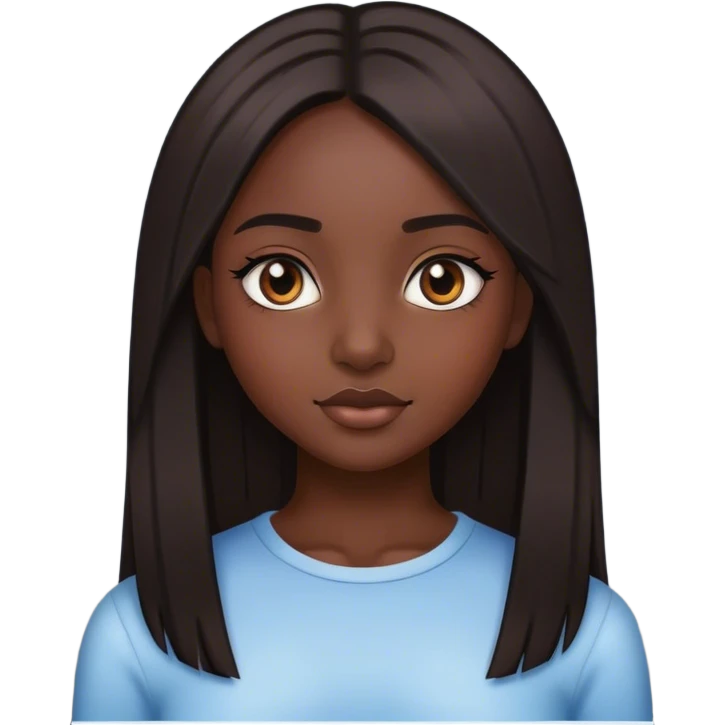 Pretty dark skin girl with straight hair emoji