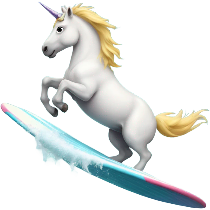 Unicorn surfing emoji