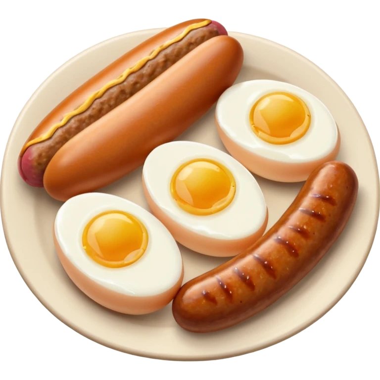 Two boiled eggs and two breakfast sausage restaurant style emoji