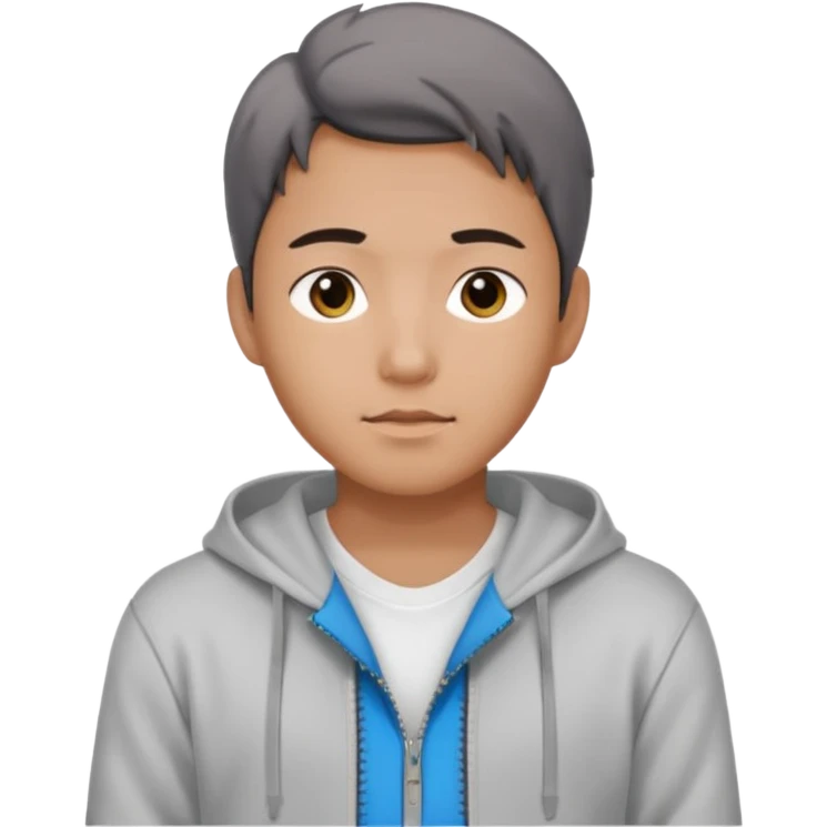 Create a handsome korean men with a white tshirt and a hoddy with ziper emoji