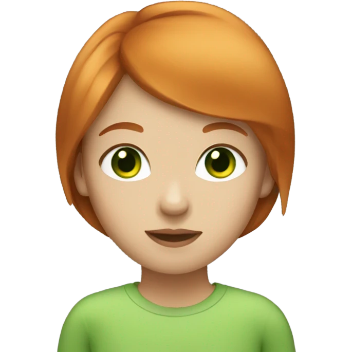 Girl with ginger hair with bangs and green eyes emoji