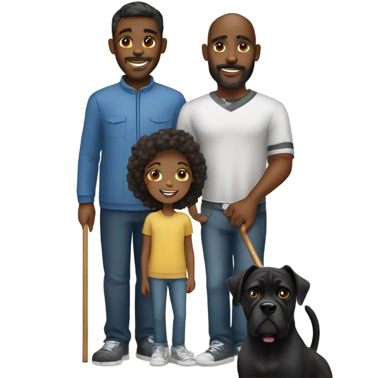 black family with 2 cane corso dogs emoji