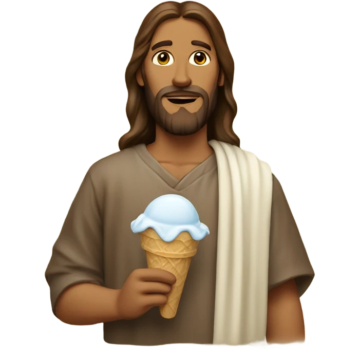 Jesus holding ice cream emoji