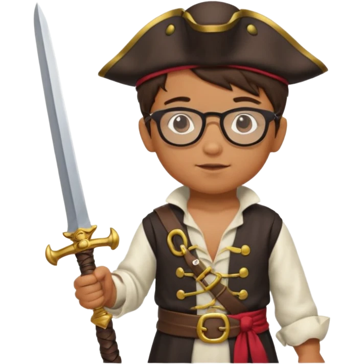 kid boy with pirate costume wearing glasses emoji