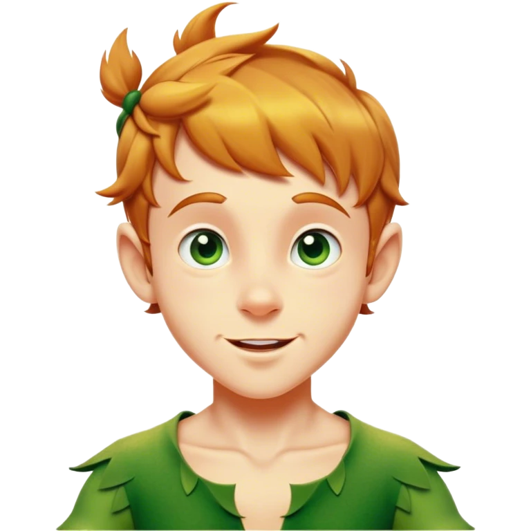 Cinematic Realistic Peter Pan Portrait, head tilted dramatically with an exaggeratedly amused expression, featuring sparkling eyes filled with playful mischief. His iconic outfit is rendered in vivid detail with dynamic shadows, capturing the delightful interplay of bravery and whimsy that defines his timeless character. emoji