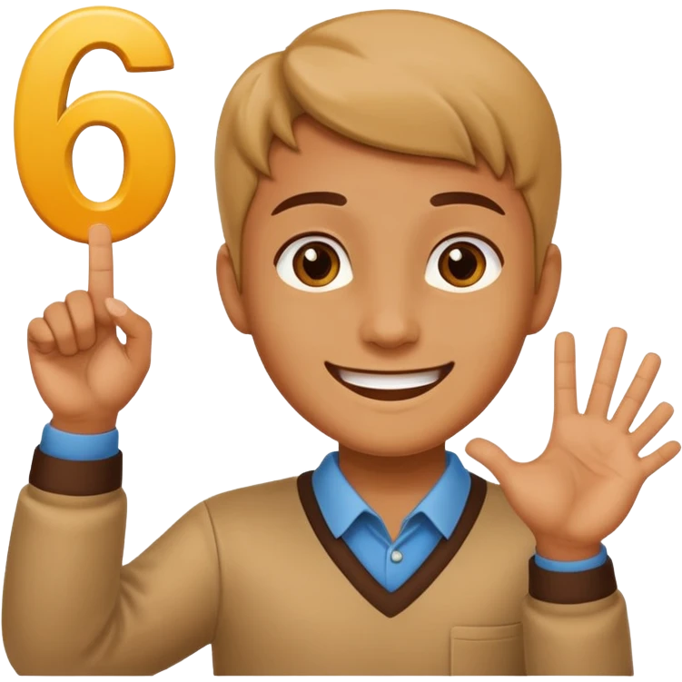 Holding up 6 and 7 emoji