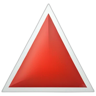 A triangle cut in half. The left half is colored in red and the right part is colored in black emoji