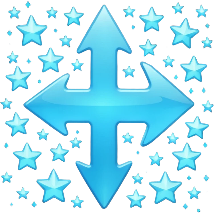 fait moi un émojie discord avec une fleche verre le haut bleu avec la bout un peu separer et des etoile a coté emoji