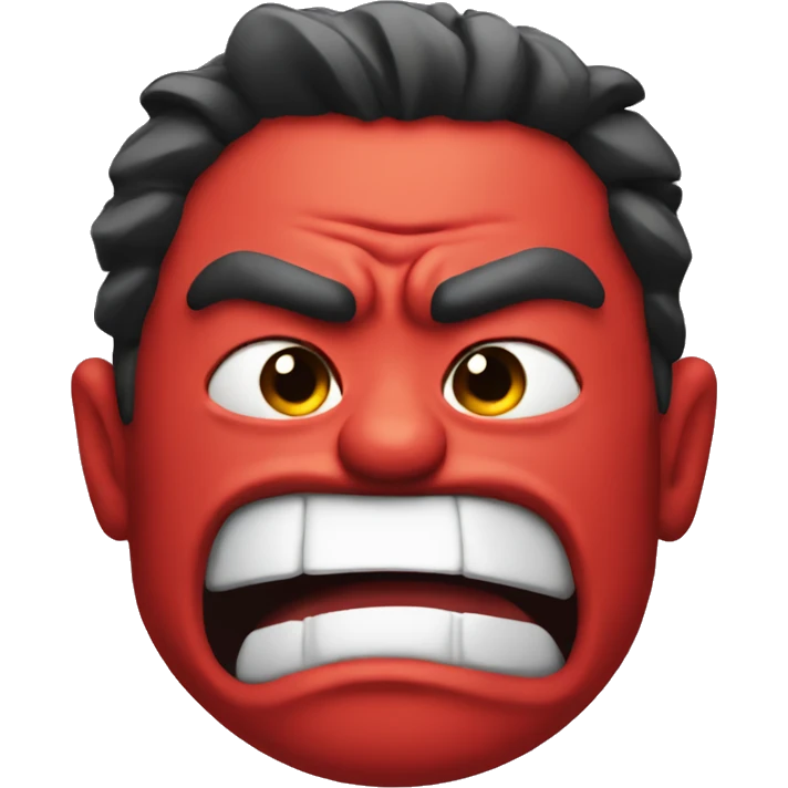 A red mega super angry face emoji