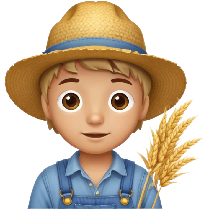 Round face - kid farmer emoji