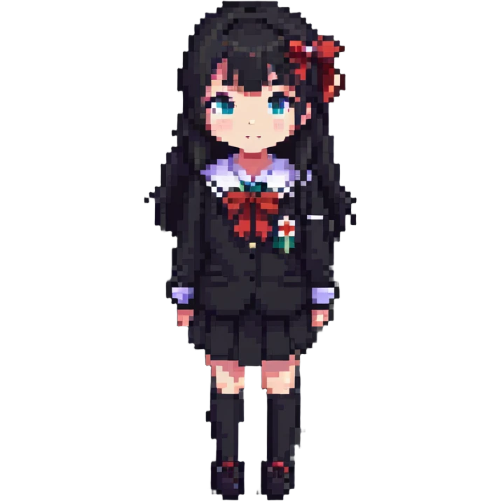 Japanese anime schoolgirl in pixel art style emoji