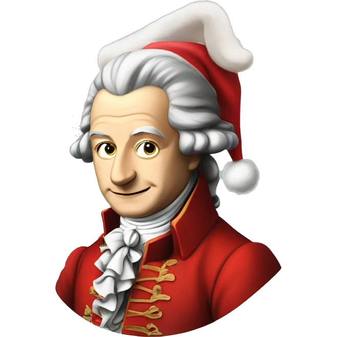 Wolfgang Amadeus Mozart with santa hat emoji