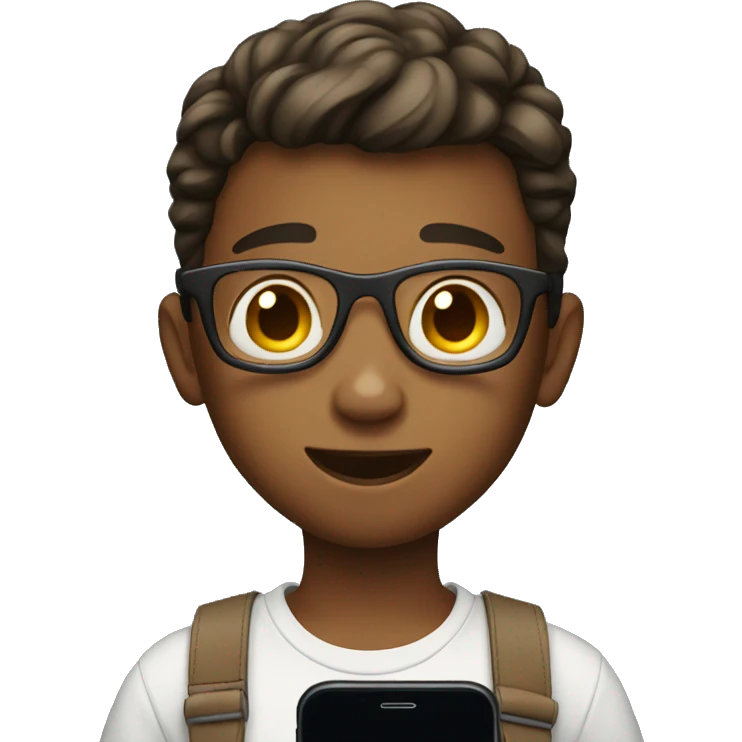 11 year old boy holding a smartphone emoji