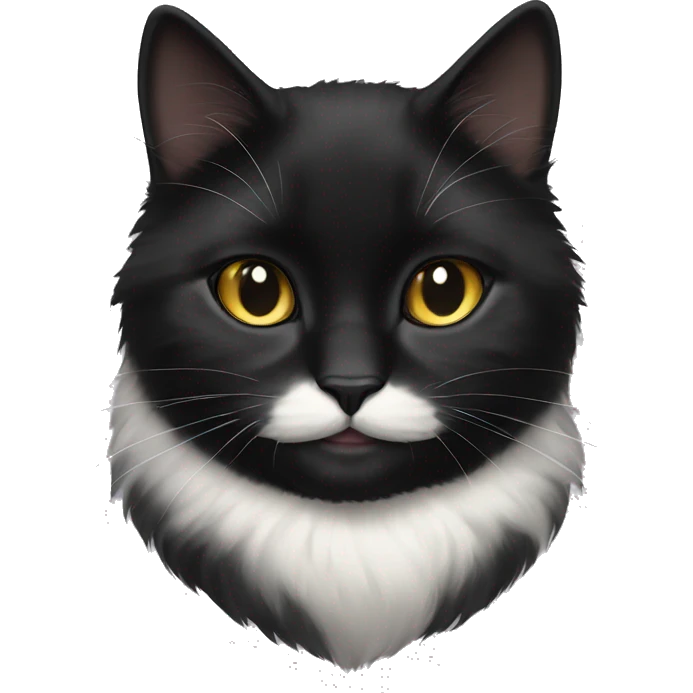 black cat with white top lip and fluffy emoji