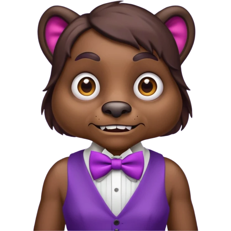 ￼A creepy ugly brown beast in a purple dress ￼ and a purple bowtie emoji