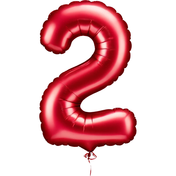 Number 2 birthday balloon in red emoji