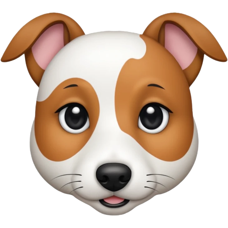 a fully white jack russell the size of a kelpie with floppy ears and a half white face emoji