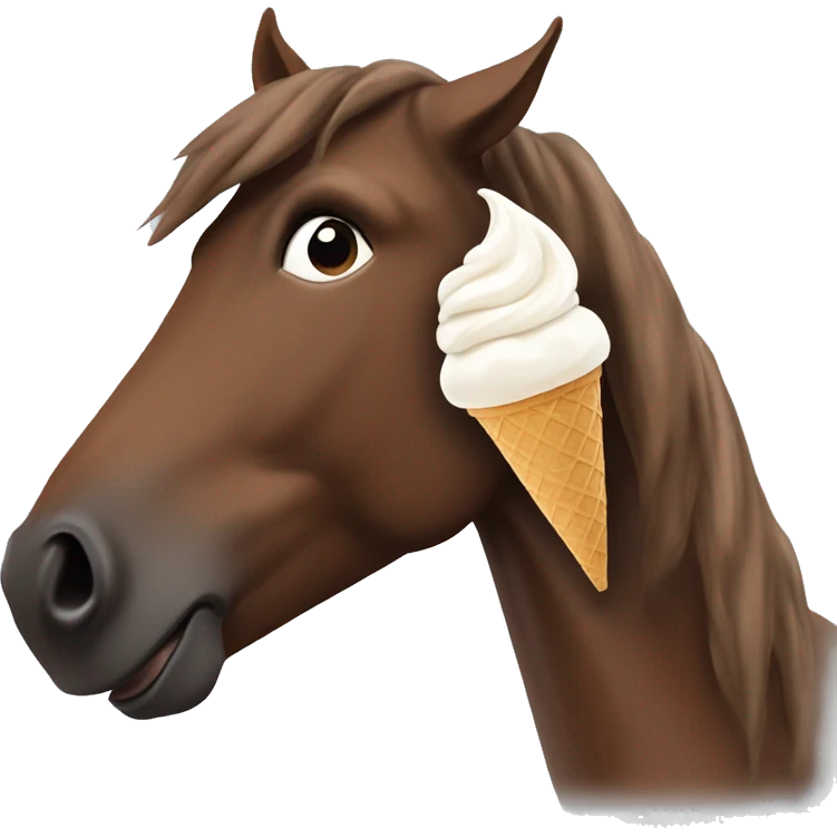 A horse eating chocolate ice cream emoji