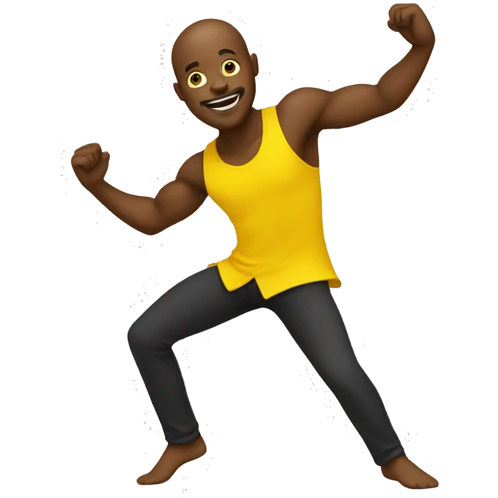 Dancing black man in yellow  emoji