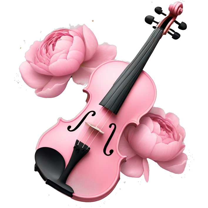 soft pastel pink violin with peonies and glitter emoji