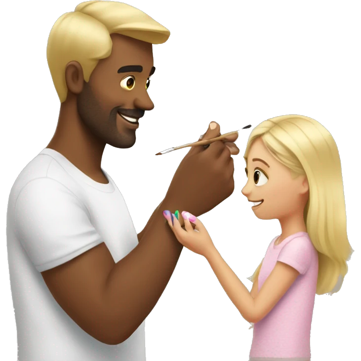 blonde daughter paints blonde dad's nails emoji
