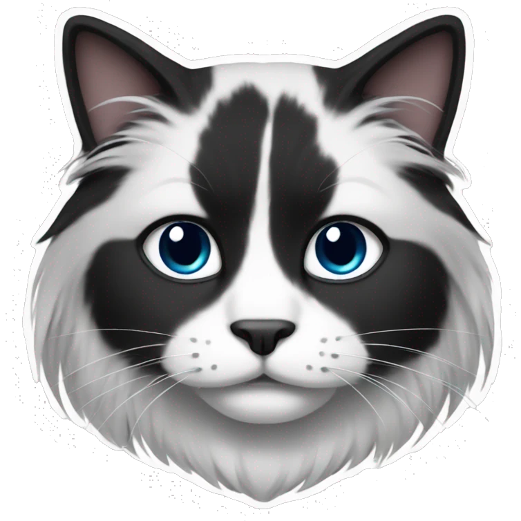 black and white long hair cat emoji