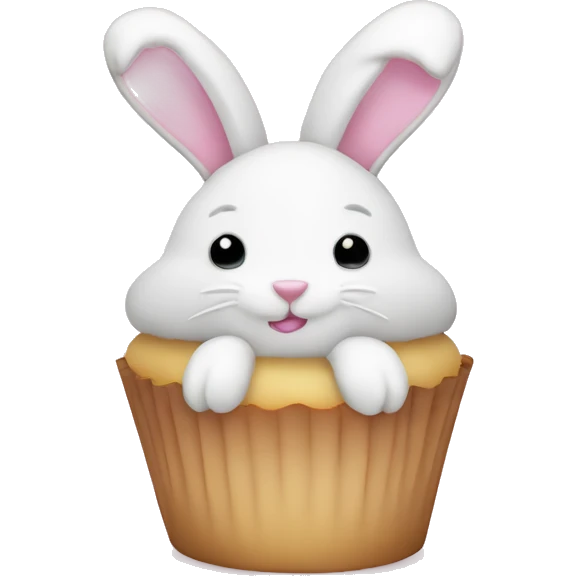 Easter white light pink cupcake bunny  emoji