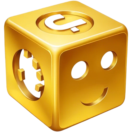 Basic dice shape
Gold color
Plain circle around it emoji