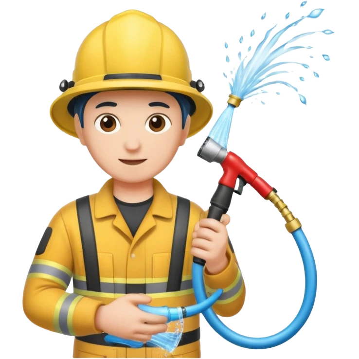 A hand holding a water hose and extinguishing the fire emoji