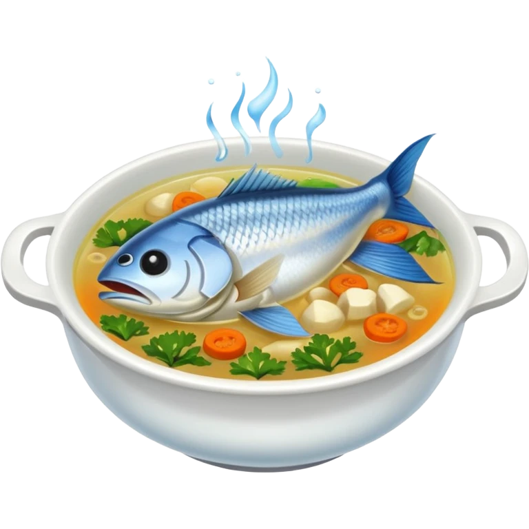 watery soup, fish head emoji