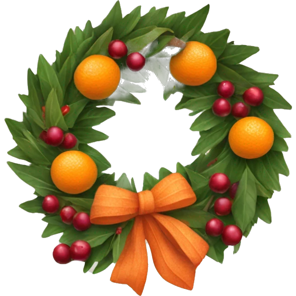 Christmas wreath with oranges cranberries and cinnamon emoji