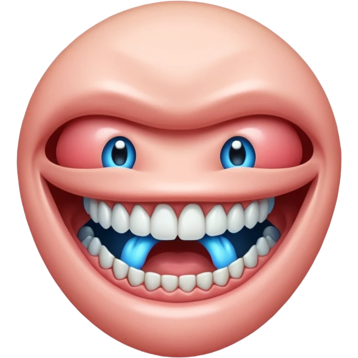 a gaping mouth shooting blue light toward its teeth emoji