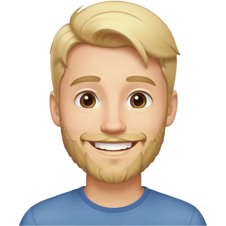 young man with blonde hair and medium beard smiling happily emoji