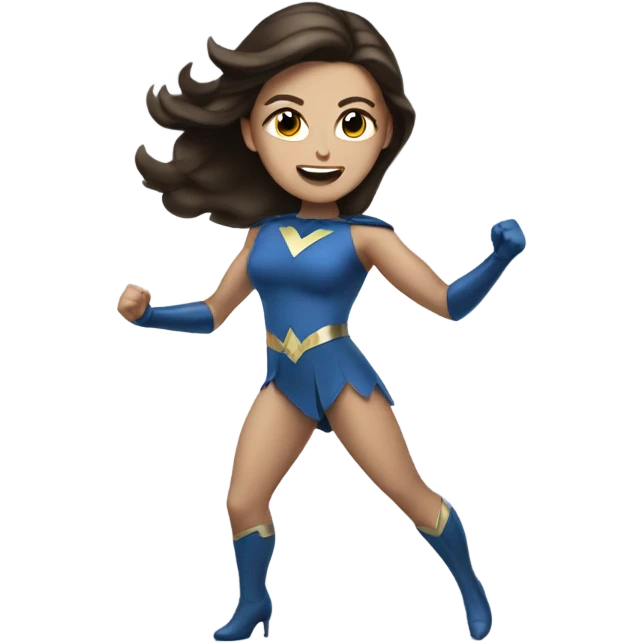White Female brunette Super hero dancing  emoji