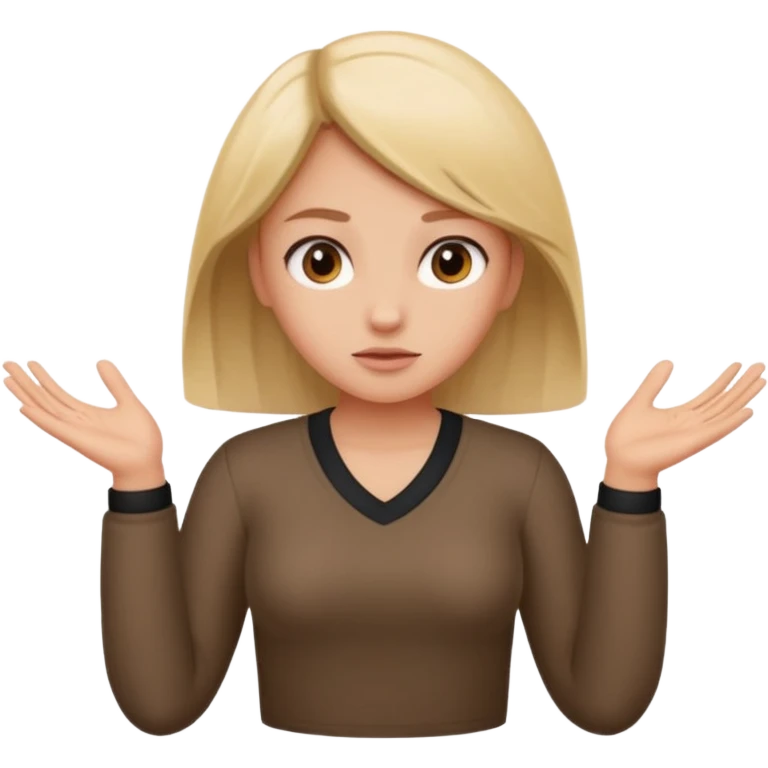 A girl shrugging his shoulders with a 6 above his left hand and a 7 above his right hand. emoji