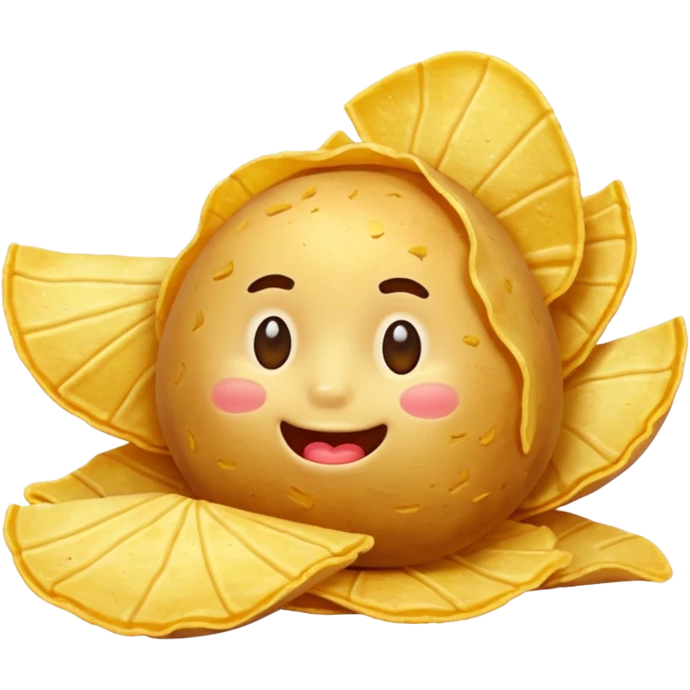 potato chips with mouth closed emoji