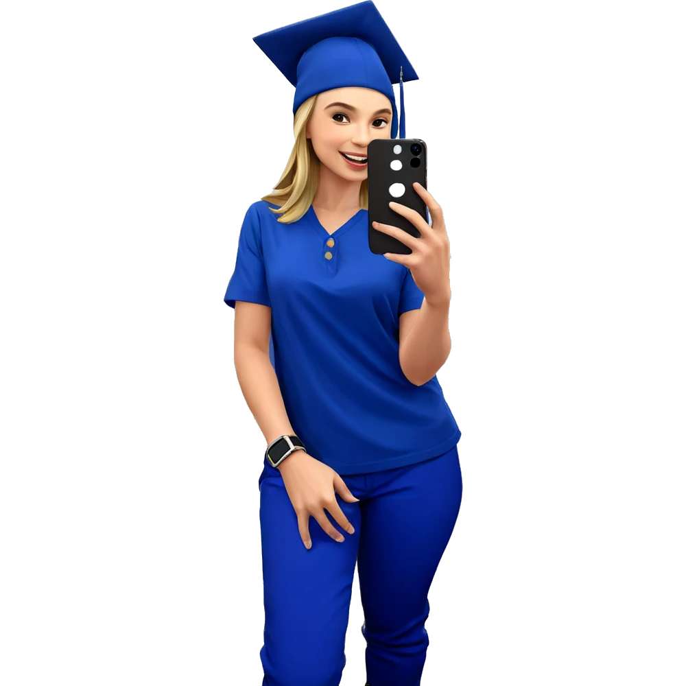 smiling girl taking a selfie emoji