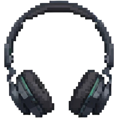 Retro pixel art black wireless headphones with minimal details emoji